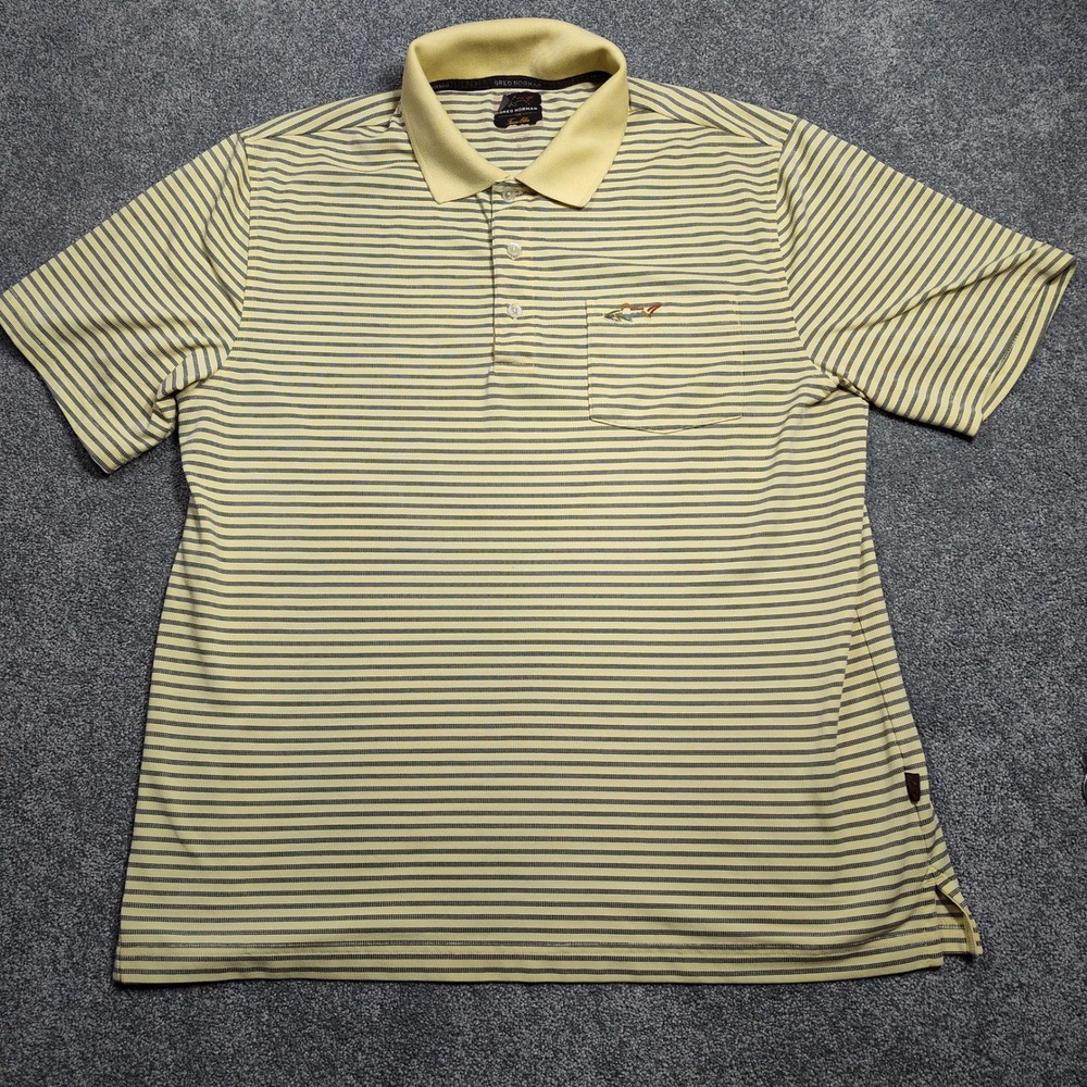 Greg Norman Tasso‎ Elba Men's Golf Polo Shirt L Striped Performance Athletic